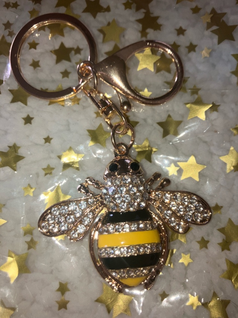 Gold Bee Rhinestone Bag Charm